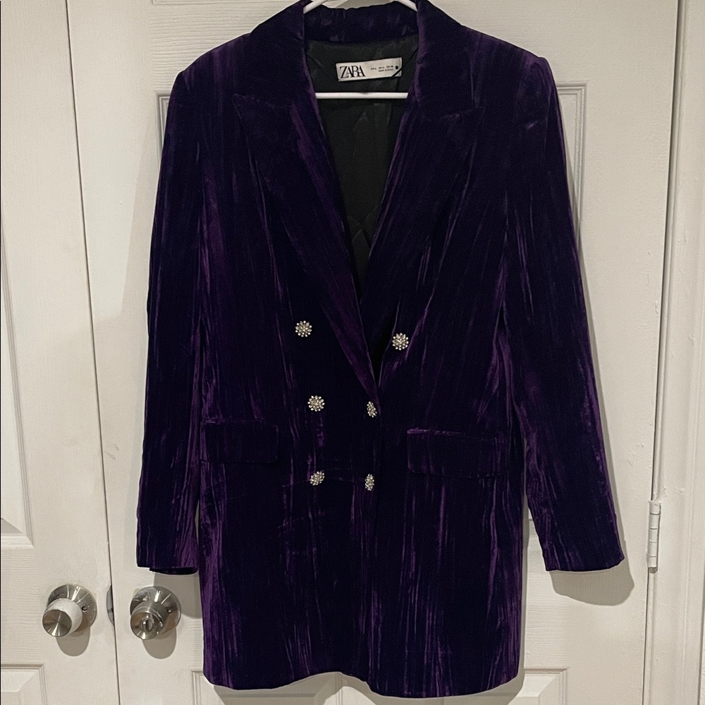 Zara Deep Purple Velvet Blazer
